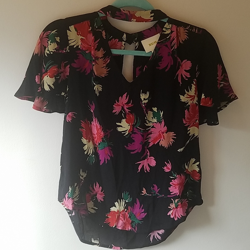 Maeve floral short sleeve blouse